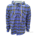 Uomini Flannel Controllata Overshirt Shirt con cappuccio retrò